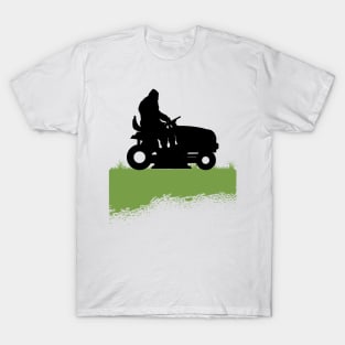 Bigfoot Riding Lawnmower Sasquatch Mowing The Lawn T-Shirt